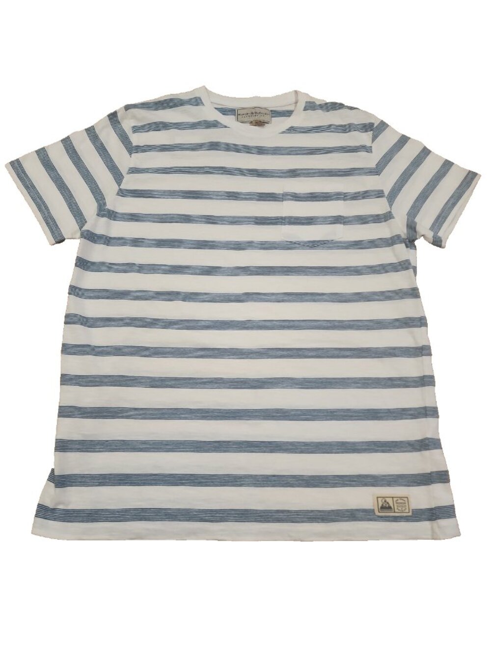 RUPERT & BUCKLEY Mens XL Pocket Tee short sleeve cotton t shirt white blue strip